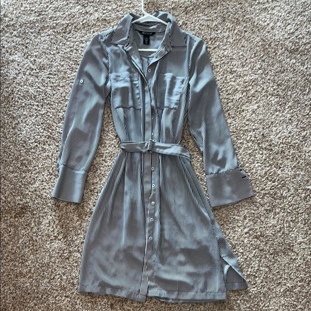 White House Black Market Long Sleeved Striped Dress!